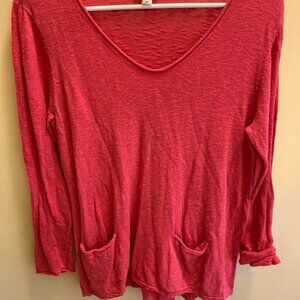 JJILL  SUMMER TOP LIGHTWEIGHT LONG SLEEVE RED SIZE M